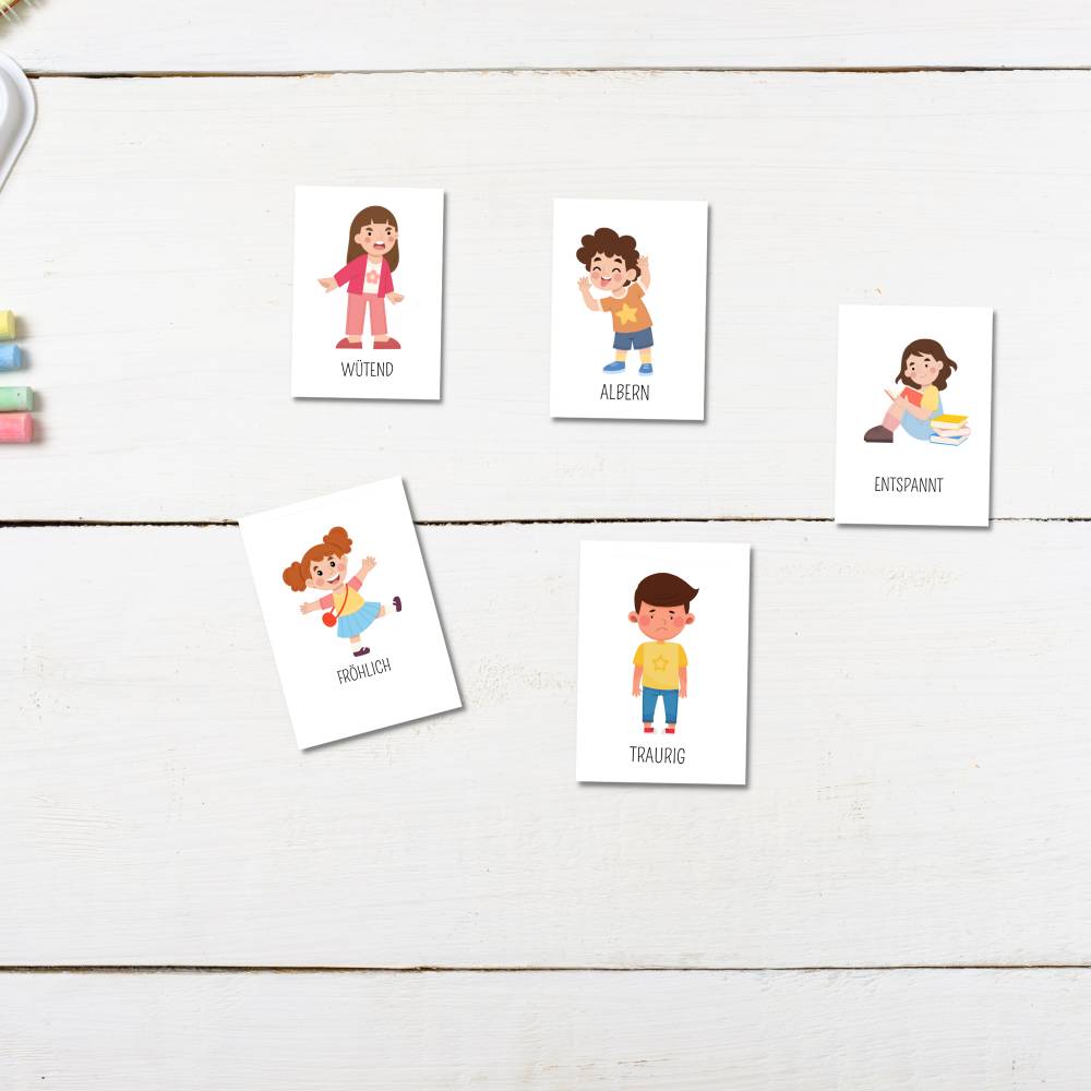 Gefühlskarten Kinder, Gefühle Kinder, Montessori Lernkarten, Emotionskarten, Emotionen verstehen und entwickeln download Bild 3