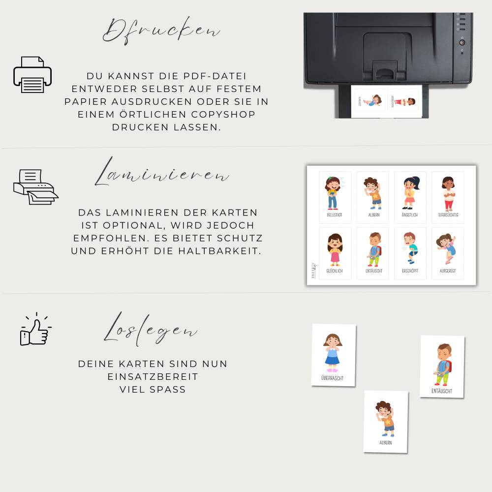 Gefühlskarten Kinder, Gefühle Kinder, Montessori Lernkarten, Emotionskarten, Emotionen verstehen und entwickeln download Bild 4