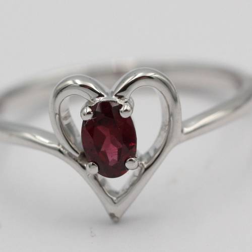 0,53 Carat Rhodolith Herz Ring 925 Silber Fingerring Herzring  6 / 16,6 / 52