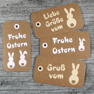 Geschenkanhänger **Hasen2** 4er Set von ZWEIFARBIG Kraftpapier Frohe Ostern Anhänger Osterhase Dekoration