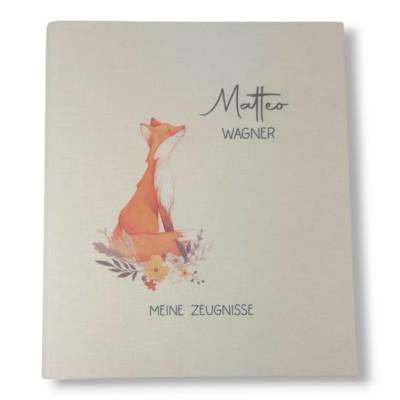 Zeugnisordner/ Zeugnismappe personalisiert "Fuchs" Ordner Schule /Schulordner/ Ordner für Zeugnisse/