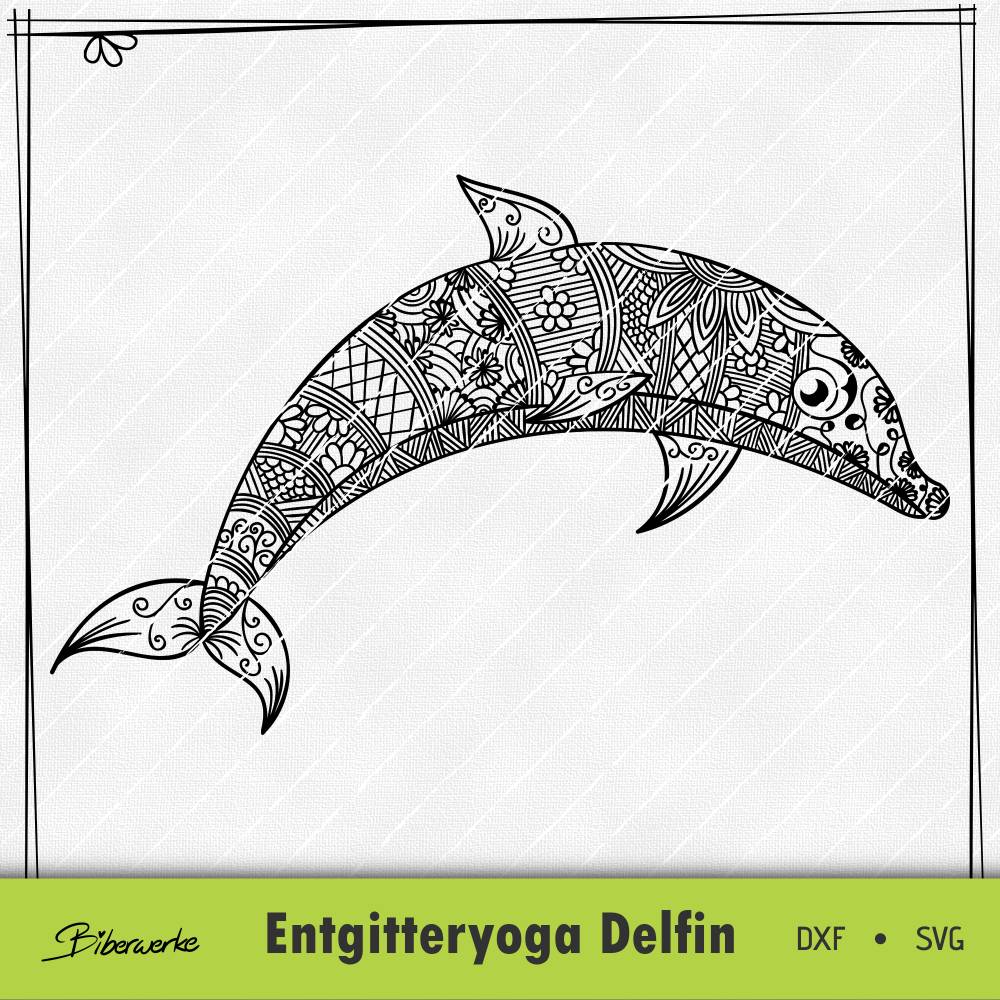 Entgitteryoga Delfin SVG DXF für Plotter - auch zum Drucken oder sublimieren - Plotterdatei Biberwerke Bild 1