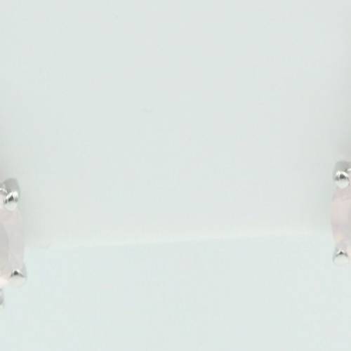 2,94 Carat Rosenquarz Ohrstecker 925 Sterling Silber mit Cubic Zirkon Top