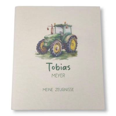 Zeugnisordner/ Zeugnismappe personalisiert "Traktor" Ordner Schule /Schulordner/ Ordner für Zeugnisse/