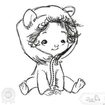 Baby Stickdatei – Kleines Baby im Bärenanzug zum Verlieben