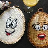 Häkelanleitung Doubleface-Topflappen Funny Eggs No.1