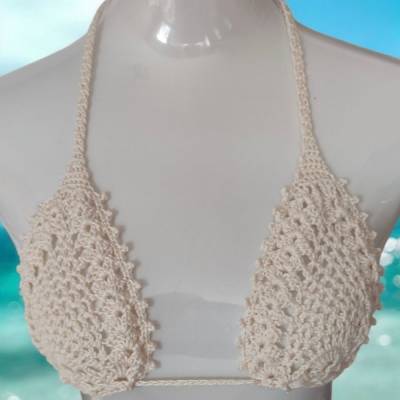 Bikini Oberteil im Boho Stil, gehäkelt, Handarbeit