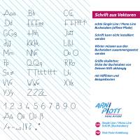SVG echte Monoline Schrift, Singleline Font, Typografie Vektorformat, Zusammensetzen + Schreiben mit dem Plotter (Stift)