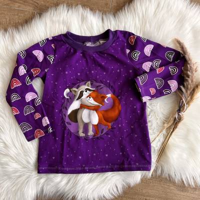 Pullover Gr 110 - Fuchs & Waschbär - lila