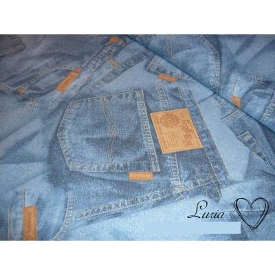 0,30m RESTSTÜCK Dekostoff Stoff Jeans Jeanslook Jeansoptik Baumwollmix