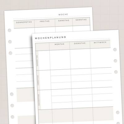 A5 Wochenplaner vertikal | 1 Woche 2 Seiten undatiert | 26 oder 52 Wochen | flexible Wochenplanung