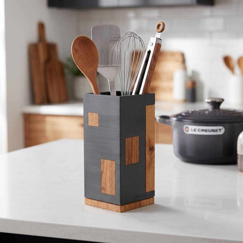 Utensilienhalter, Messerblock oder Besteckhalter | Moderner Küchen Organizer | Massivholz & 3D-Design