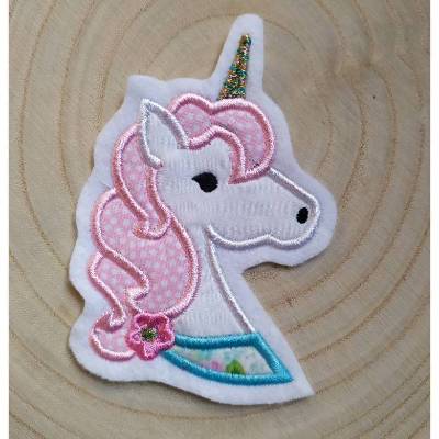 Stick-Applikation Einhorn-Kopf 11x7cm