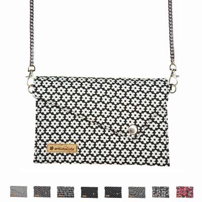 Kleine Tasche Querformat handmade – Retro Clutch mit 2 Fächer für Handy Geldbörse + 2 Kreditkartenfächer – Verschiedene Stoffmuster