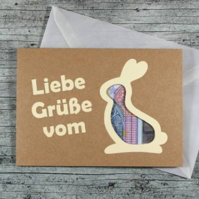Klappkarte **Hase1** von ZWEIFARBIG mit Kuvert Geldgeschenk Ostern Geschenkkarte Kraftpapier Osterhase