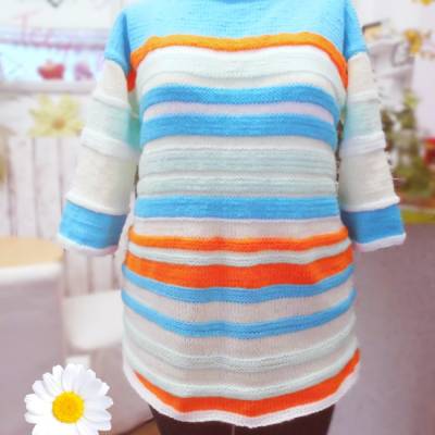 Pullover Gr. M/L handgestrickter Pullover Kuschelpullover Farbiger Pullover