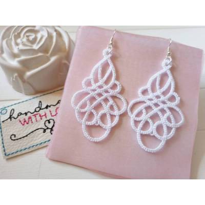Große weiße Spitzen Ohrringe, leicht, Lace Boho Sommer