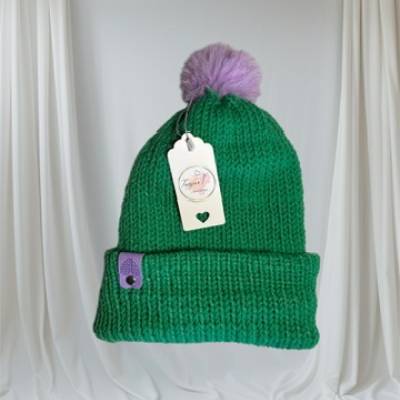Beanie, Mütze mit Fellbommel