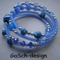 Armreifen * Spiralarmband * Glasschliff blau silber