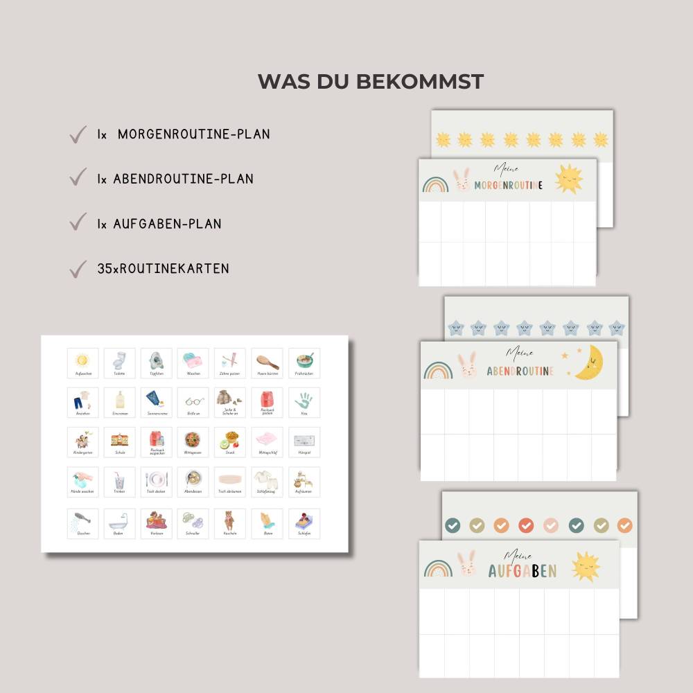 Tagesplan für Kinder, Morgen- Abendroutine, Routineplan klappbar, Kleinkinder Routine Set zum Ausdrucken, Tagesplan Bild 2