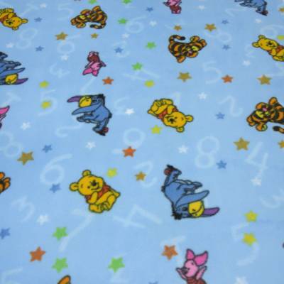 Stoff Microfleece Wellnessfleece Fleece mit Disney Winnie Pooh Design hellblau bunt Lizenzstoff Kinderstoff