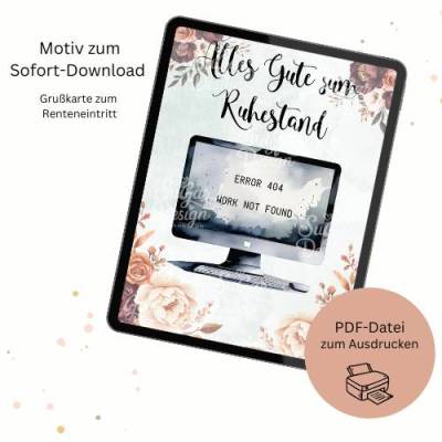 Lustige Rentenkarte zum Ausdrucken – Error 404: Work Not Found