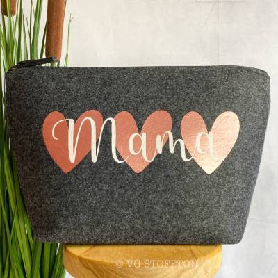 Kosmetiktasche Filz Kleinkram Filztasche Schminktasche Notfalltasche Notfallapotheke Krimskrams Geschenk Mama Muttertag