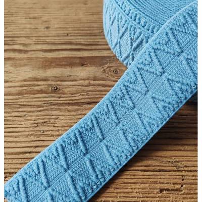 1 m elastisches Jacquardband / Gummiband / Stretchband/ dehnbare Borte für Trachtengürtel, hellblau