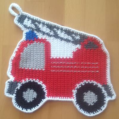 DIY-Häkelanleitung Topflappen Feuerwehr – PDF Anleitung für die Küche