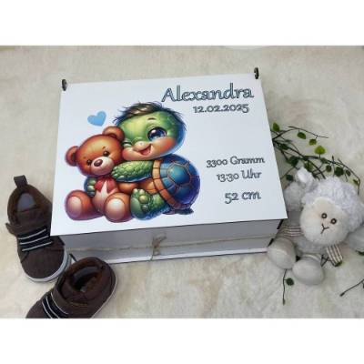 Erinnerungsbox für Baby, Erinnerungskiste, personalisierte Erinnerungskiste, Baby Geschenk personalisiert Schildkröte