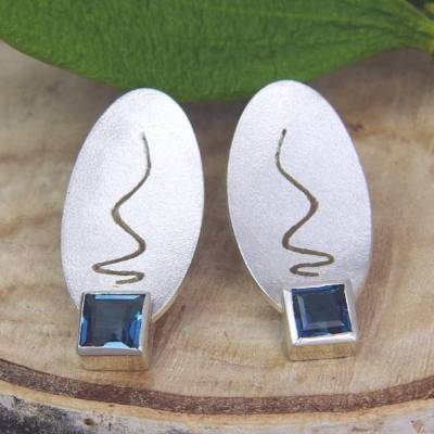 Ohrstecker Silber 925/- mit Topas London Blue