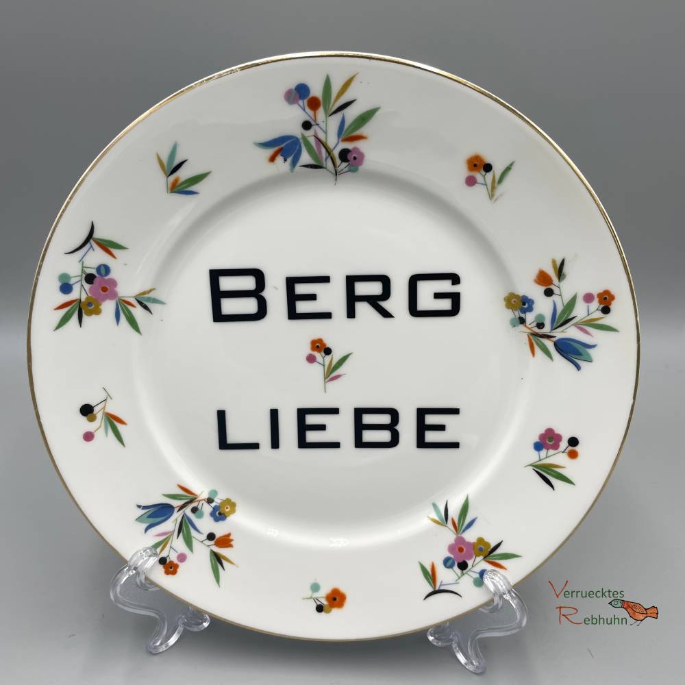 Vintage Wandteller Bergliebe – Upcycling Dekoration mit Spruch Bild 1