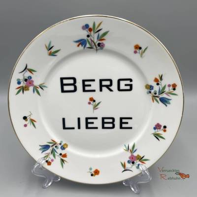 Vintage Wandteller Bergliebe – Upcycling Dekoration mit Spruch
