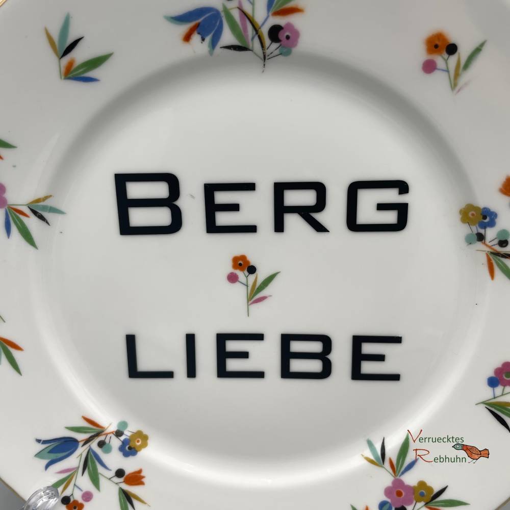 Vintage Wandteller Bergliebe – Upcycling Dekoration mit Spruch Bild 2