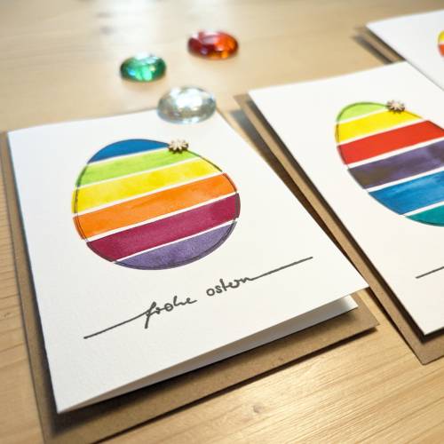 Aquarell-Osterkarte "Buntes Ei", handgemalt (kein Druck!)