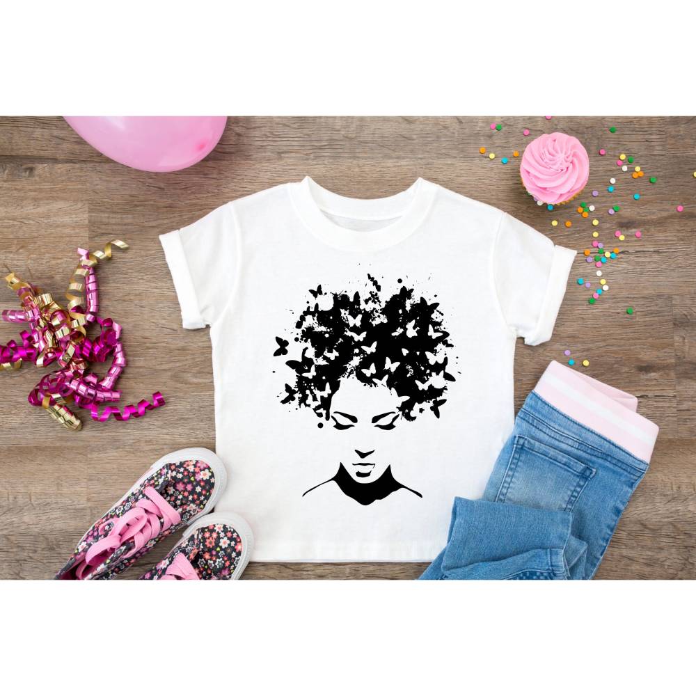 Frau mit Schmetterlingen im Haar, Svg, Plotterdatei Bild 1