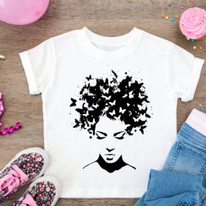 Frau mit Schmetterlingen im Haar, Svg, Plotterdatei