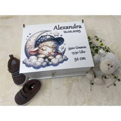 Erinnerungsbox für Baby, Erinnerungskiste, personalisierte Erinnerungskiste, Baby Geschenk personalisiert Schaaf