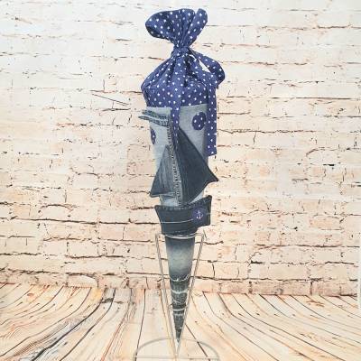 Schultüte "Segelboot", 70 cm, Zuckertüte, Jeans Upcycling, 