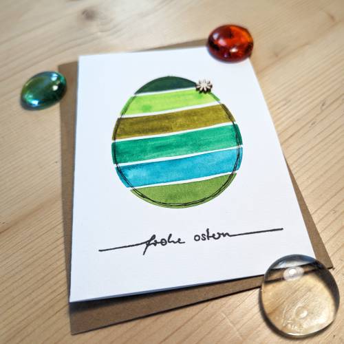 Aquarell-Osterkarte "Grünes Ei", handgemalt (kein Druck!)