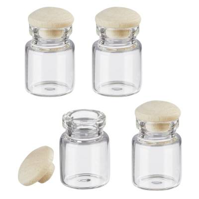 Mini-Vorratsglas mit Holzdeckel für die Wichtelküche – Glas & Holz, 2,2 x 1,3 cm