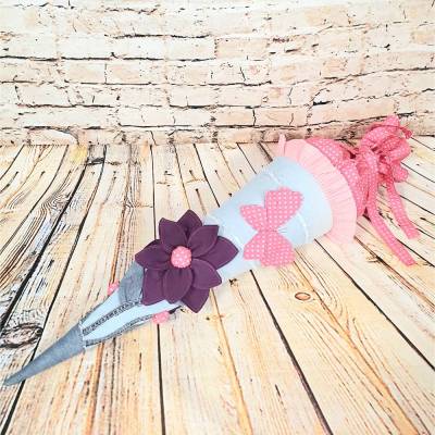 Schultüte "Blume, Schmetterling", 70 cm, Zuckertüte, Jeans Upcycling,