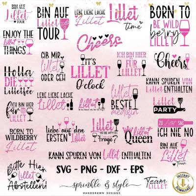 Lillet Plotterdatei, German Bundle svg, wildberry Lillet Clipart, Alcohol svg, Laserdatei Lillet, Sublimation Lillet Ape