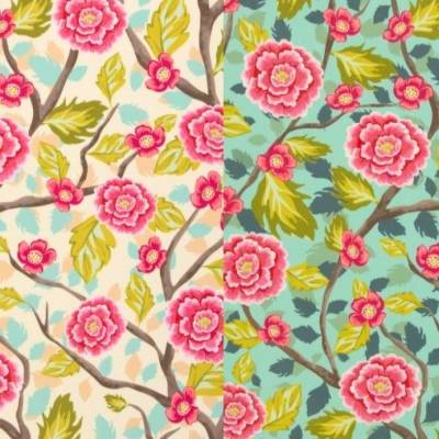 ♕ Taschenstoff Dekostoff Boho Velvet Zweige Blüten Blumen  Bienvenido Colorido 50 x 140 cm ♕