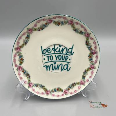 Vintage Wandteller be kind to your mind – Upcycling Deko mit Spruch
