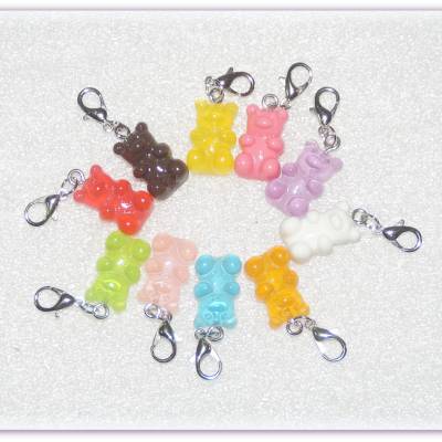 1 Charm Bärchen verschiedene Farben oder 3er-Set, Anhänger, Kettenanhänger Bärchen