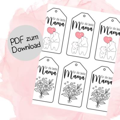 Praktische Geschenkanhänger für Muttertag zum Download