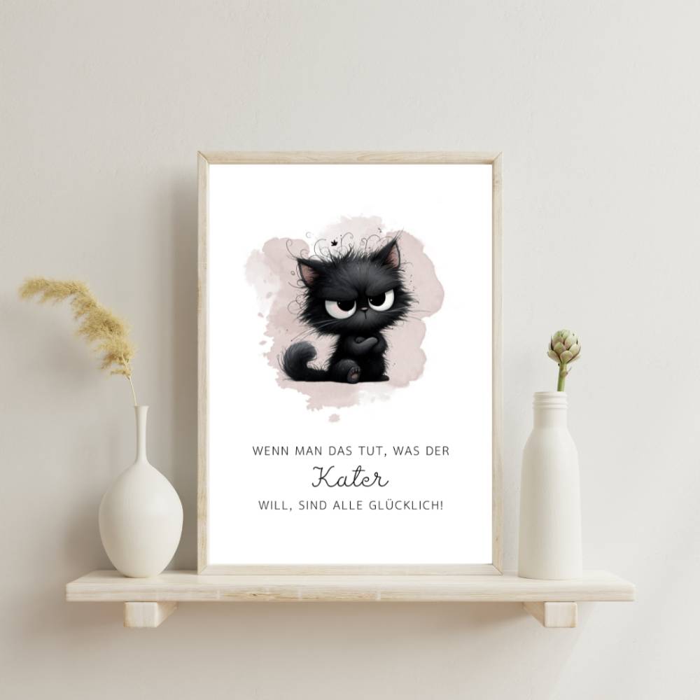 Katzenkarte Poster 'Wenn man das tut, was der Kater will...' – Digitaler Download • PDF & PNG Bild 2