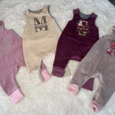 Strampler Personalisiert Name Monogramm gr. 44-92 Mädchen Jungen Cord Ribjersey Waffeljersey