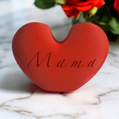 3D gedruckte Herzvase Mama – personalisiertes Geschenk mit Stil